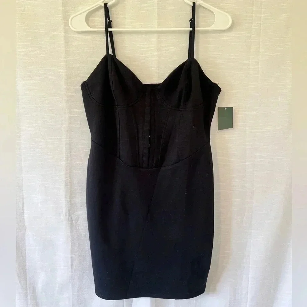 Wild Fable Women's Sleeveless Corset Mini Knit Bodycon Dress Black - Picture 4 of 9
